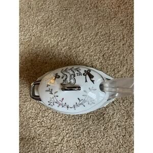 Lefton China 25 Year Anniversary Porcelain Gravy Boat #5722~ Plus Spoon!